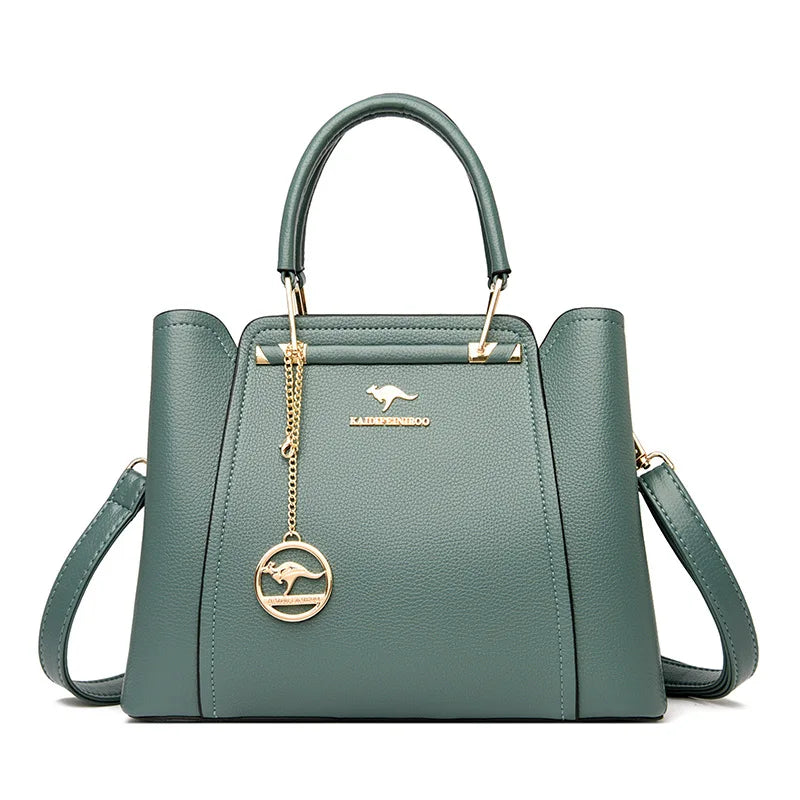 Sac bandoulière de luxe pour femme, 3 compartiments, grande capacité, en cuir, style cabas/sac messager.