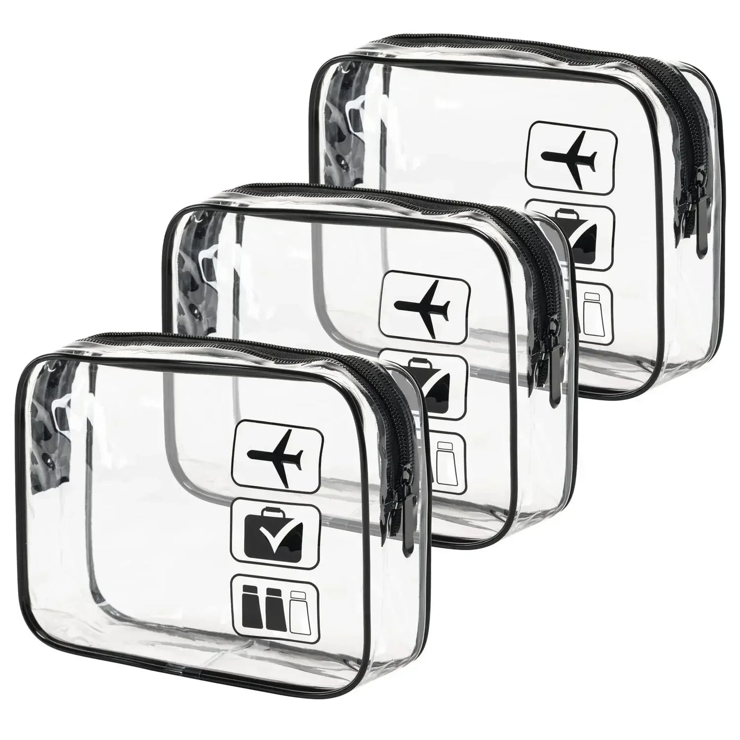 Trousse de maquillage transparente à fermeture éclair (1 ou 3 pièces) pour homme et femme, idéale pour les voyages.