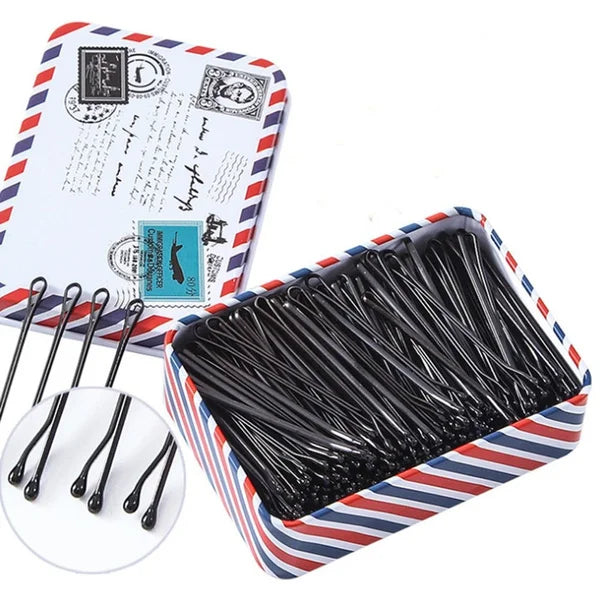 60/120 épingles à cheveux noires pour femmes, pinces à cheveux invisibles pour cheveux bouclés, barrettes jetables pour mariées.