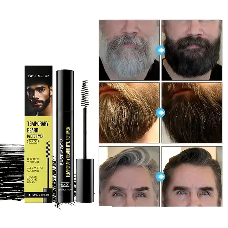 Teinture temporaire pour barbe et sourcils, couleur noire naturelle longue durée, stylo correcteur de moustache, stylo de teinture pour barbe résistant à l'eau