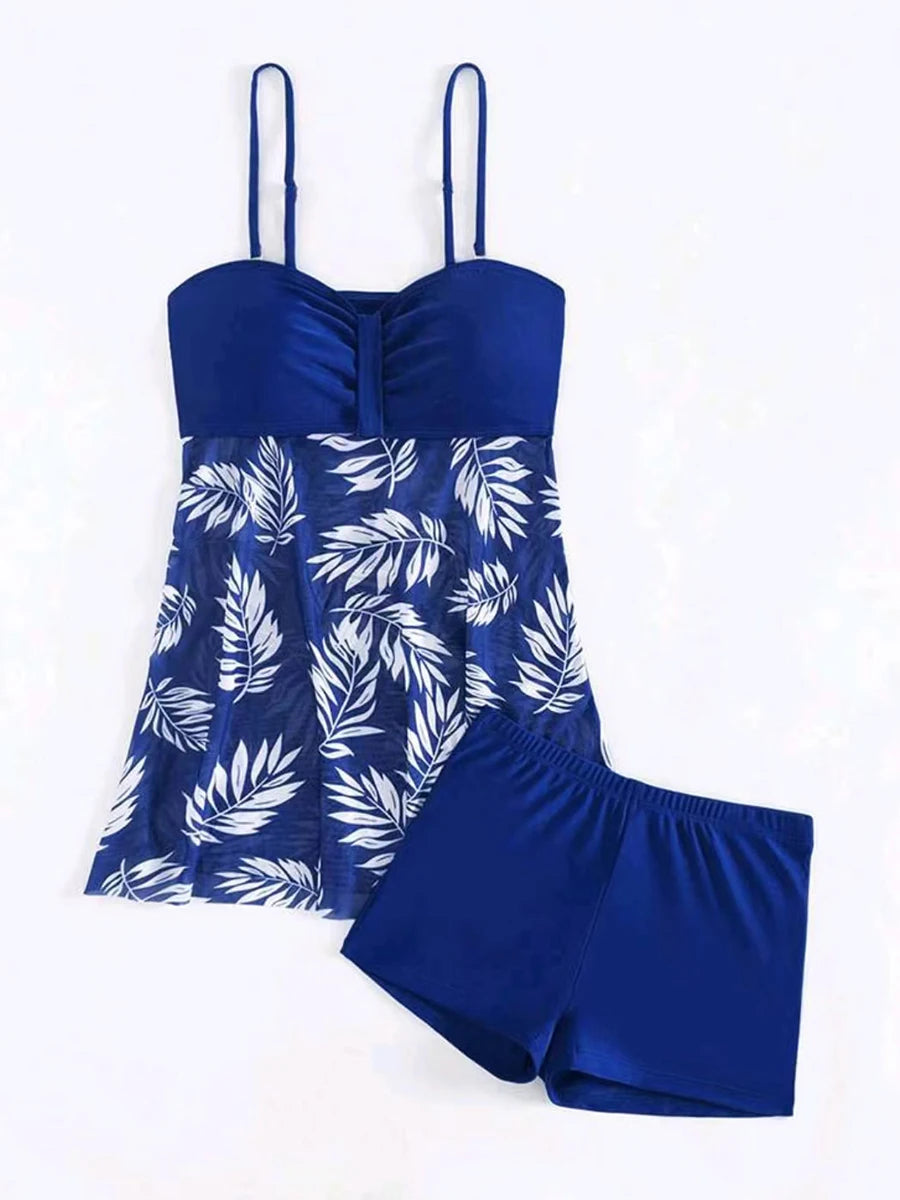 Robe courte avec short intégré, maillot de bain femme, rembourré, imprimé, tenue de plage été