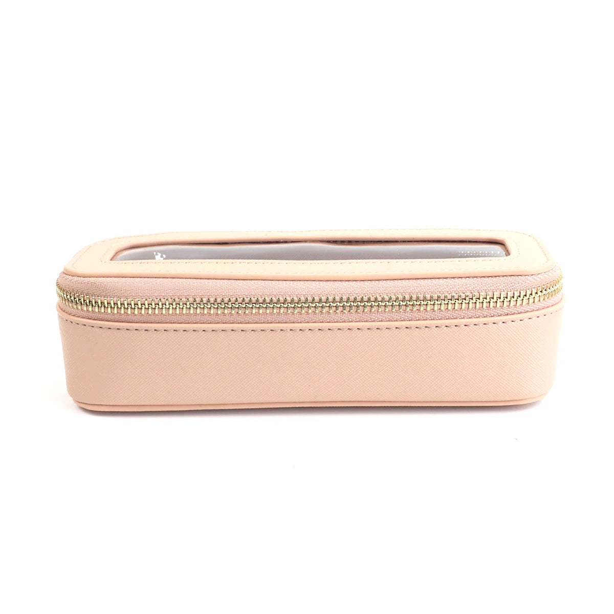 Boîte à pinceaux de maquillage transparente en cuir PU personnalisée avec nom