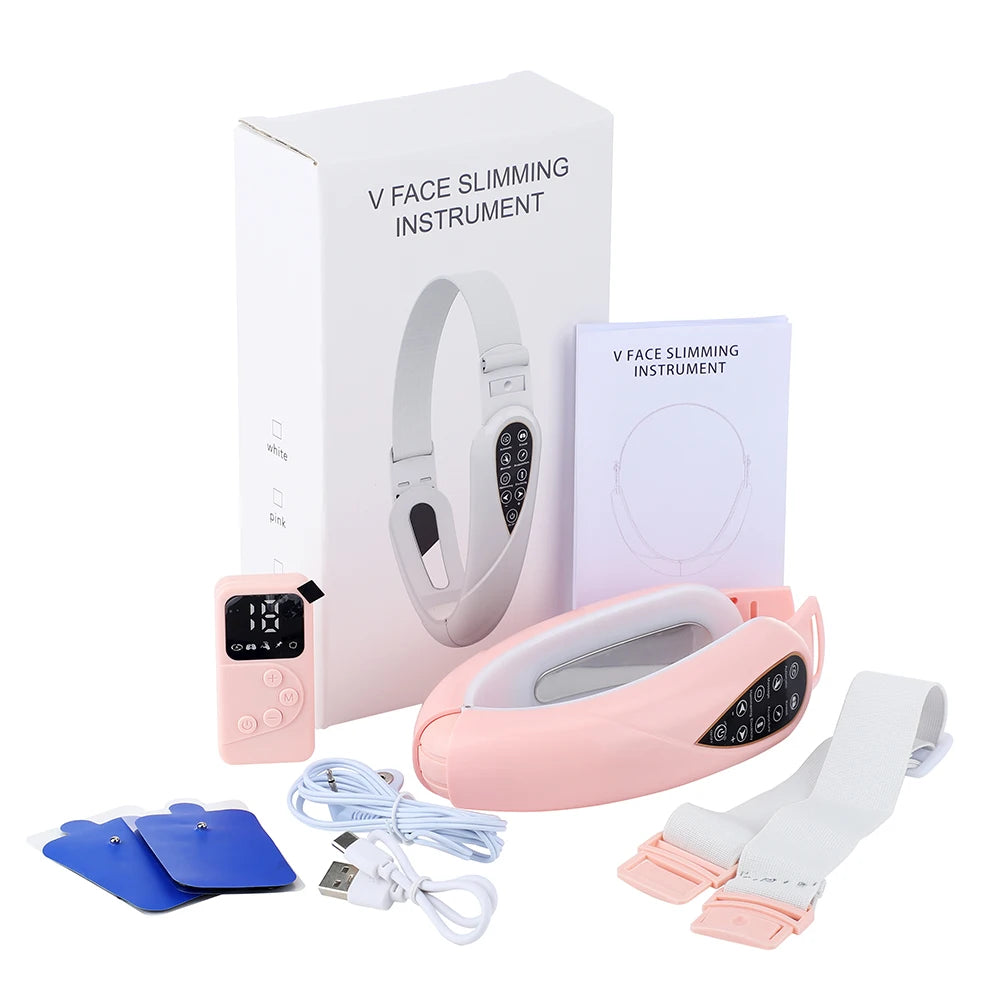 Appareil de lifting du visage par microcourant EMS, rajeunissement de la peau par lumière rouge, masseur facial en V, lifting du double menton, instrument de beauté du visage