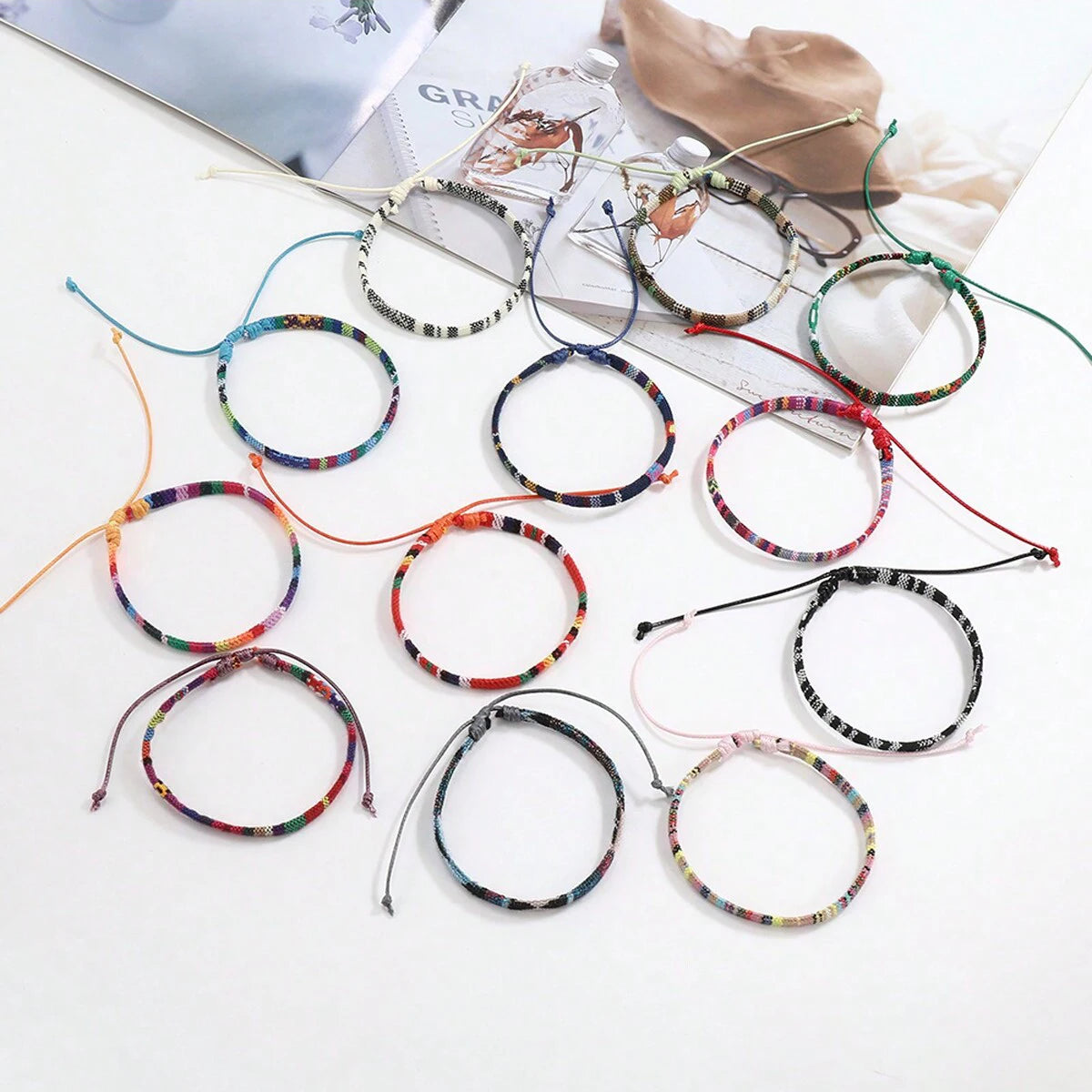 Ensemble de 12 bracelets de plage bohèmes pour hommes et femmes, tressés, bijoux d'été faits main pour les festivals