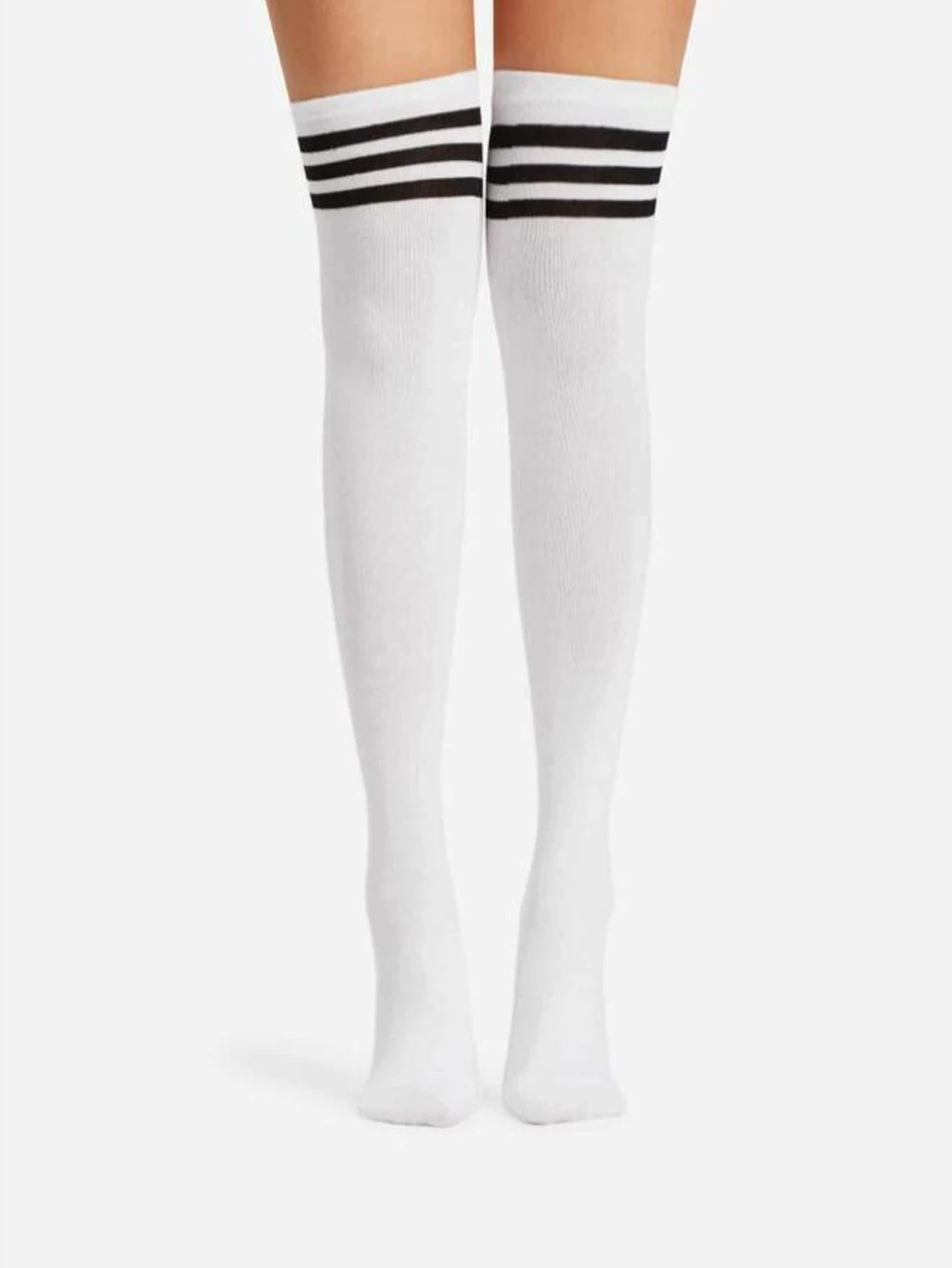 1/6 paires de bas rayés pour femmes, chaussettes hautes japonaises tendance, chaussettes fines et chaudes à rayures noires et blanches