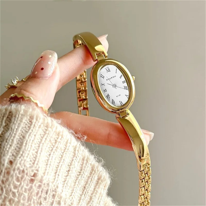 Montres de luxe pour femmes, cadran ovale, quartz, bracelet