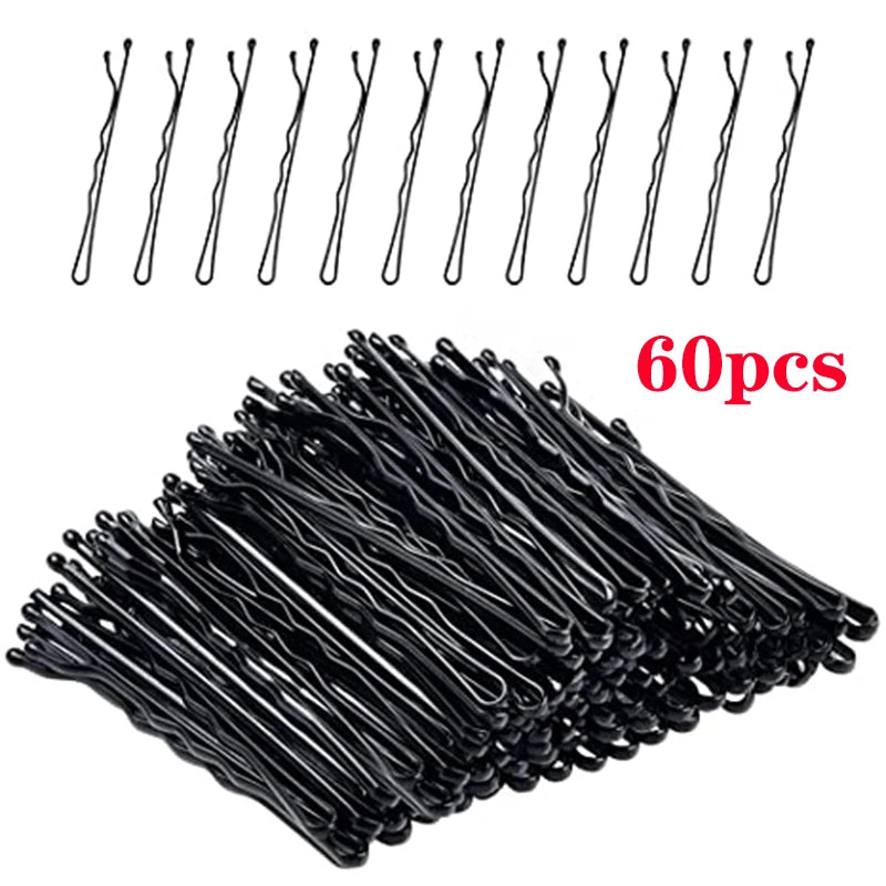 60/120 épingles à cheveux noires pour femmes, pinces à cheveux invisibles pour cheveux bouclés, barrettes jetables pour mariées.