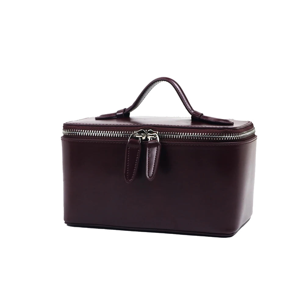 Trousse de maquillage et sac de beauté en cuir personnalisable avec nom, sac à main portable grande capacité