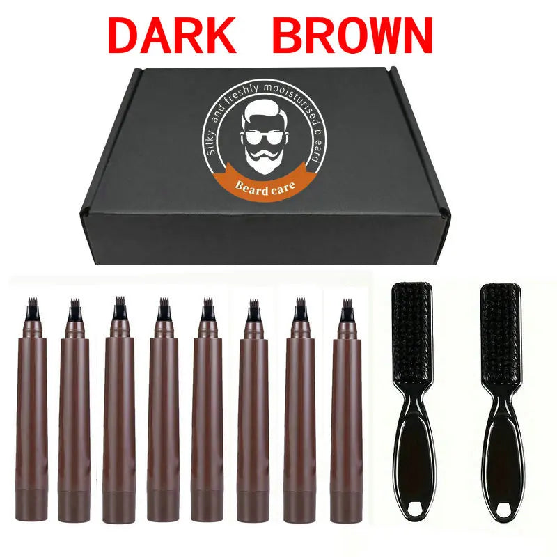 Kit de mise en forme de barbe: stylo à barbe, pinceau rehausseur, outils de coloration et de modelage, crayon à barbe imperméable pour cheveux noirs et bruns, cosmétique pour homme
