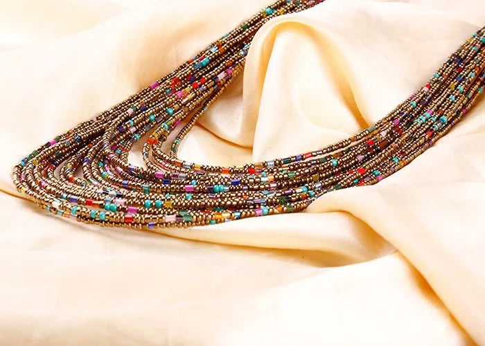 Collier statement pour femme Collier Femme  Mode bohème Perles Multi-rangs Colliers ras du cou et pendentifs Bijoux Collares