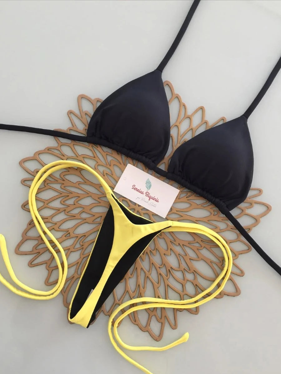 Micro-bikinis 2026 Maillot de bain femme, nouveau maillot de bain sexy, ensemble bikini dos nu, bikini brésilien, string, tenue de plage et de soirée