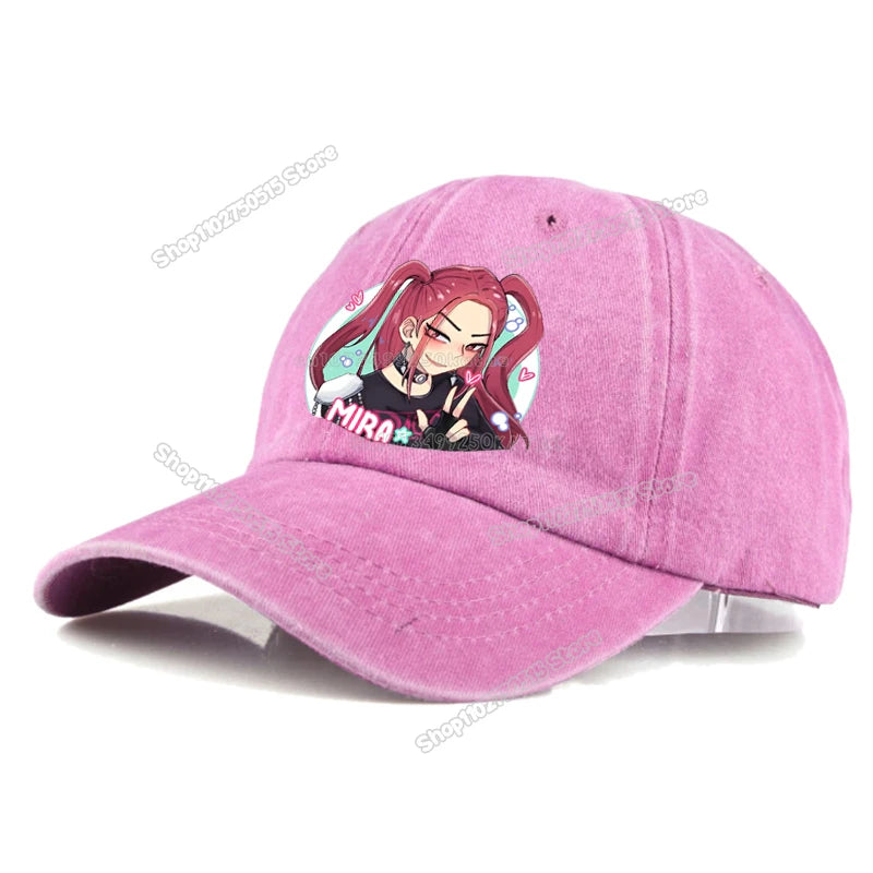Casquettes de baseball rétro délavées KPop Demon Hunters pour femmes et filles, style snapback, idéales pour les voyages et les activités de plein air, avec visière et style hip-hop.
