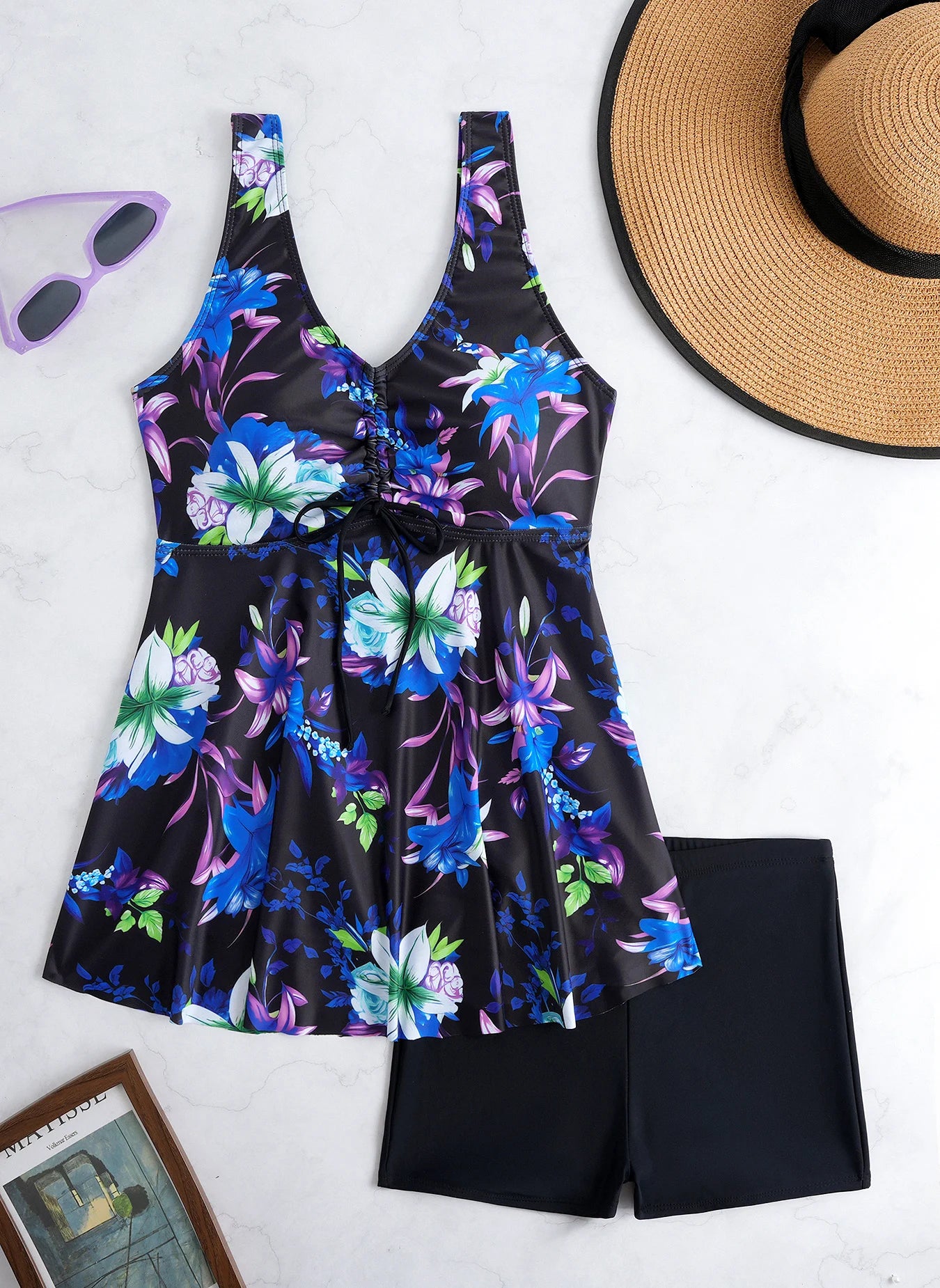 Maillot de bain deux pièces imprimé  pour femme, ensemble tankini, robe de plage, maillot de bain, tenue de plage XXL