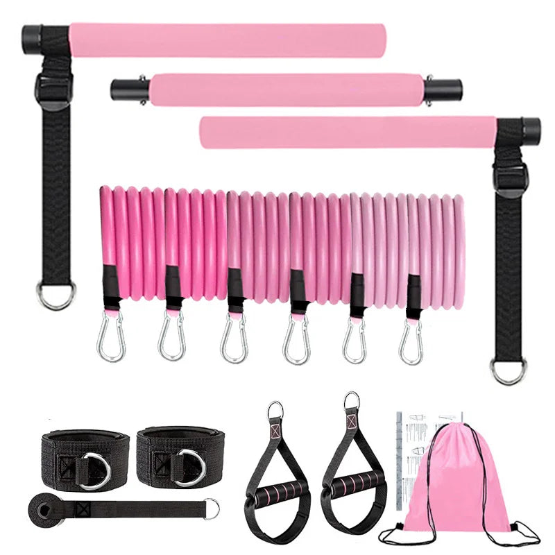 Barre de Pilates multifonctionnelle, barre de fitness combinée, corde de tension pour le yoga et l'extension de la poitrine, ceinture élastique pour le dos