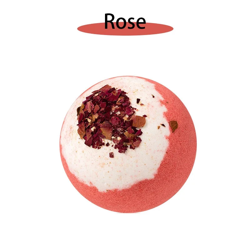 17 styles de boules de bain et de sels de douche aux fleurs séchées pour soulager les tensions, aux huiles essentielles naturelles et à bulles rebondissantes.