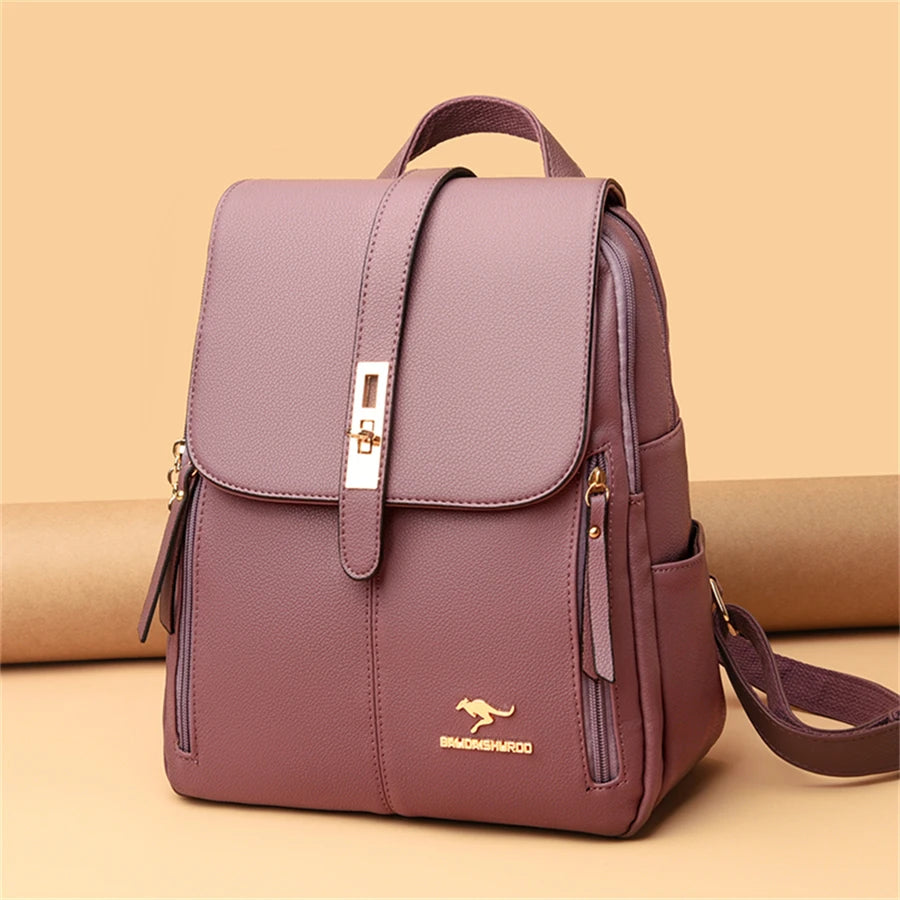Sacs à dos de luxe en cuir pour femmes et filles, sac à dos décontracté noir vintage, sac d'école pour filles, sac à dos Mochila