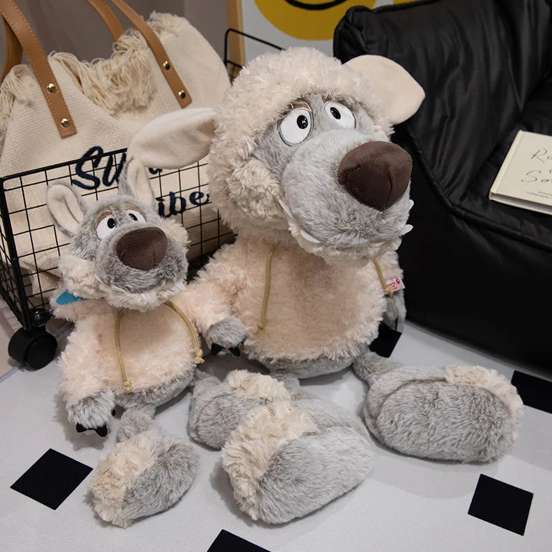 Peluche Loup Camouflage 2 Tailles - Peluche Loup en Peau de Mouton