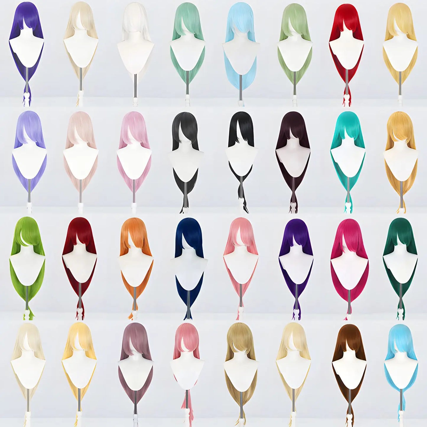 Perruque synthétique pour cosplay, 120 cm de long, lisse, multicolore, avec queue de loup inspirée de la mante religieuse et du renard, idéale pour une soirée costumée d'anime.