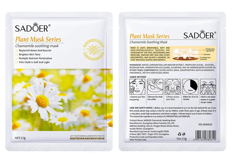 Lot de 8 masques faciaux naturels aux plantes, pour le soin du visage : hydratants, raffermissants et nourrissants.