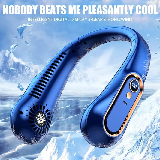 Ventilateur de cou suspendu avec affichage numérique, ventilateur sans pales, mini refroidisseur d'air portable, ventilateurs électriques rechargeables par USB