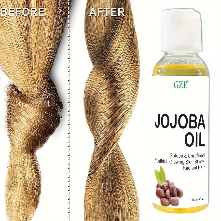 Huile de jojoba bio GZE, huile hydratante pure pour le visage, les cheveux, la peau et les ongles | Huile végétale naturelle pressée à froid sans hexane