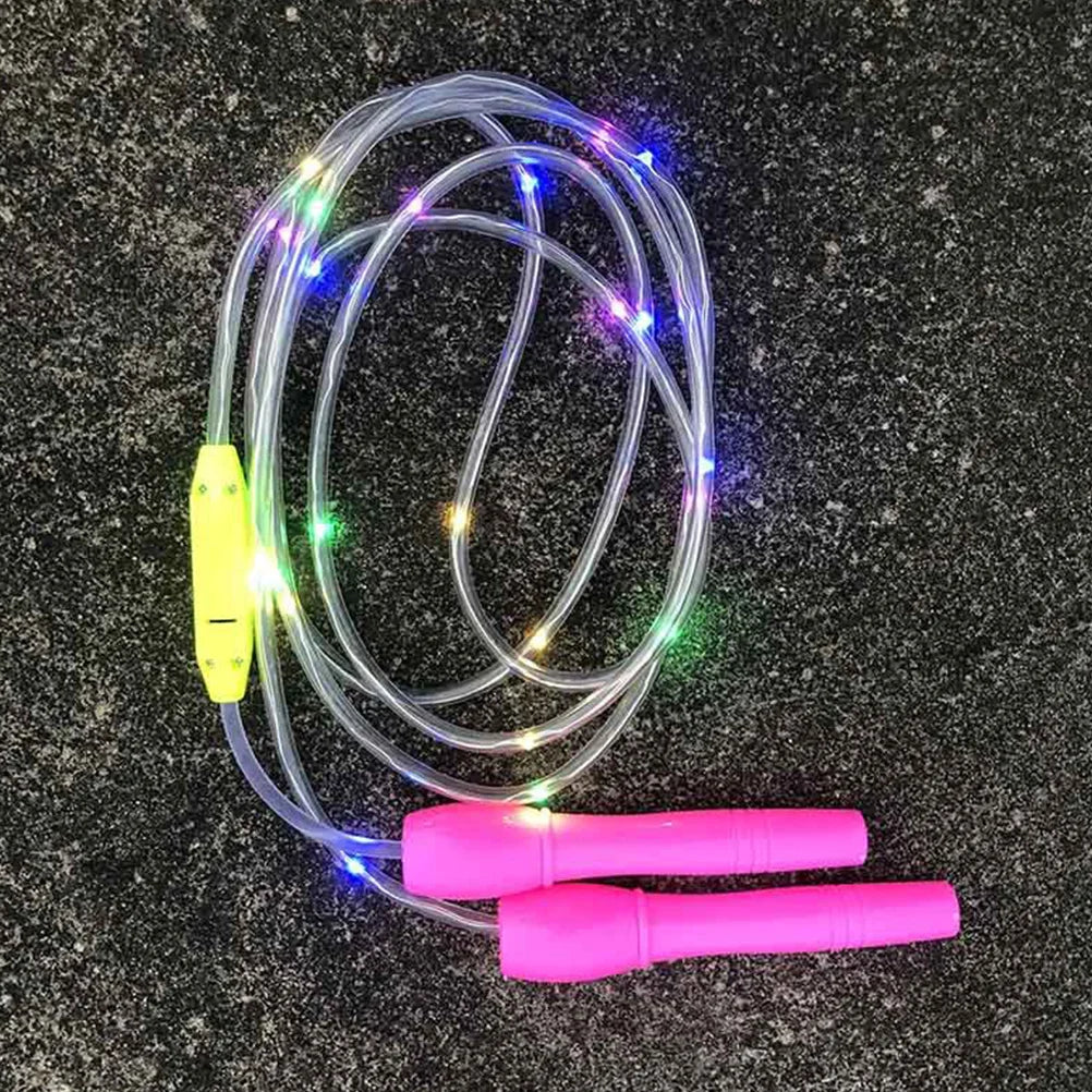Lot de 2 cordes à sauter lumineuses LED phosphorescentes pour enfants, jeu rapide et fluide, couleur aléatoire