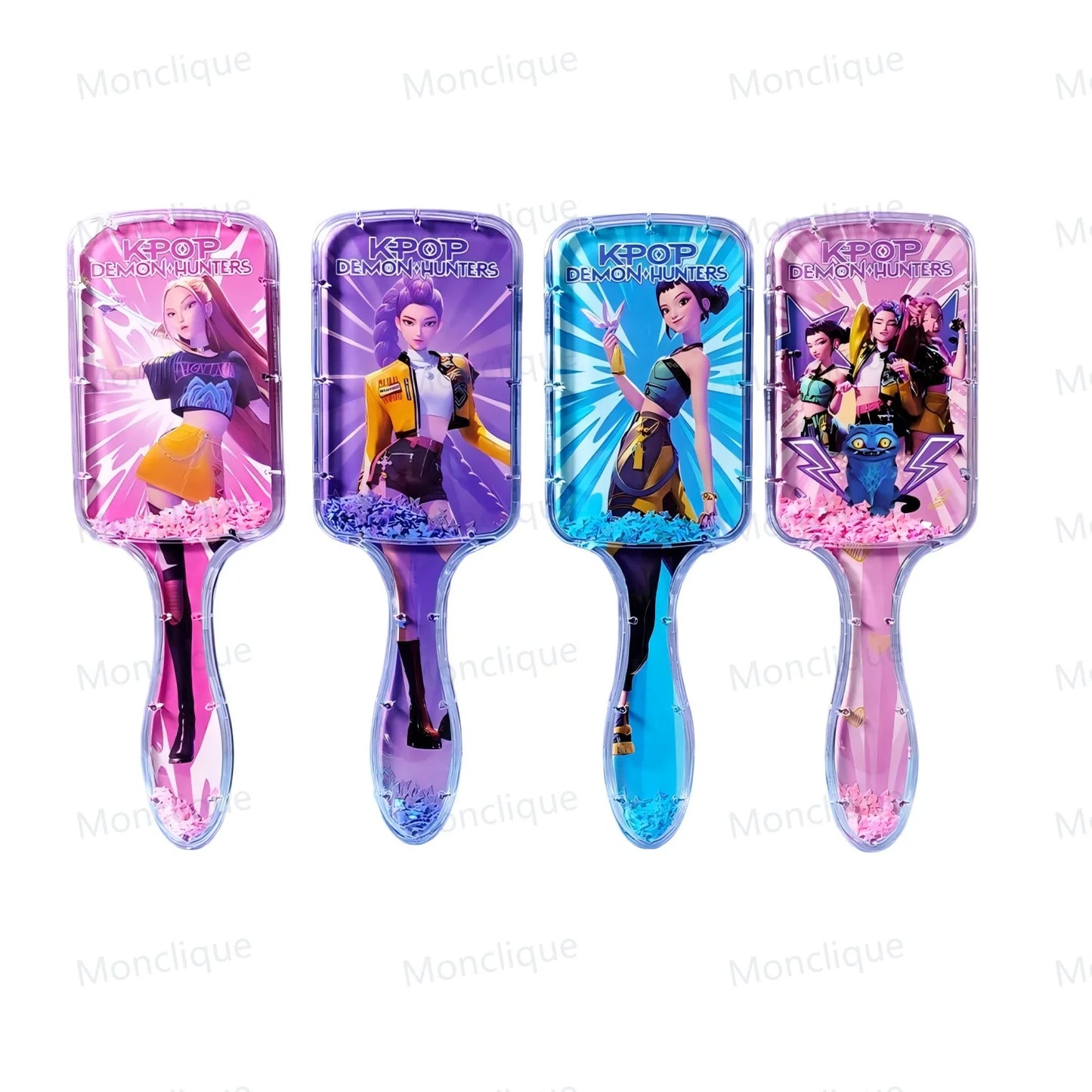 1/4 peignes K-Pop Demon Hunters, série anime, peigne de massage à coussin d'air périphérique, cadeau pour enfants, filles et étudiantes, idéal pour les fans.