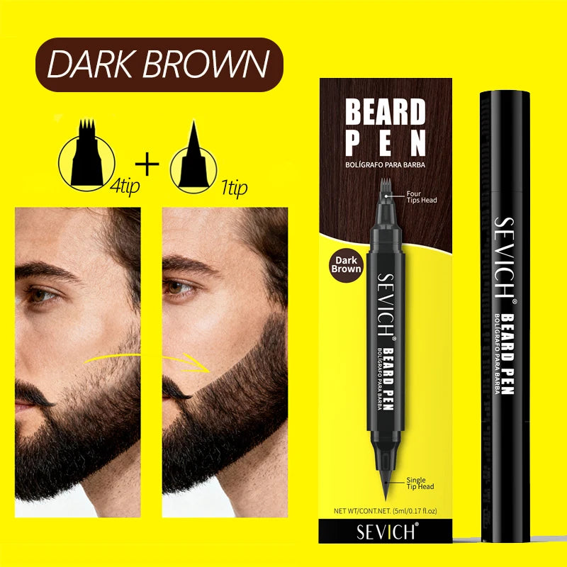 Stylo à barbe pour homme, stylo de teinture pour barbe, stylo de mise en forme étanche 2 en 1, stylo de coloration temporaire portable pour moustache, double embout