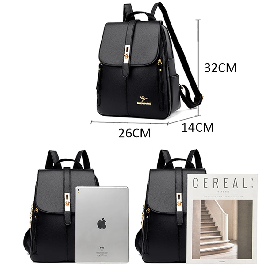 Sacs à dos de luxe en cuir pour femmes et filles, sac à dos décontracté noir vintage, sac d'école pour filles, sac à dos Mochila