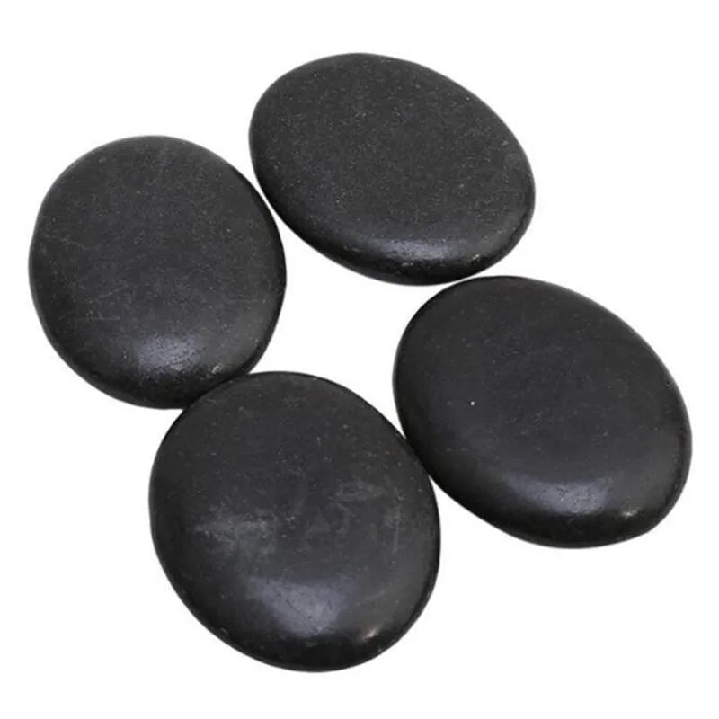 Ensemble de 10 pierres de massage chaudes en basalte de lave, rondes, pour soulager le stress et les douleurs dorsales.