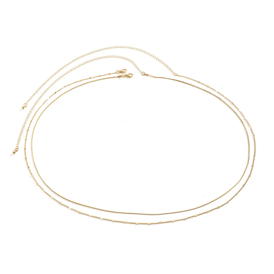 Esemble 2 pièces: ceinture de taille style bohème simple, chaîne serpent lisse, lingerie sexy pour femme, bijoux de nombril et de corps en strass, accessoires de bikini d'été