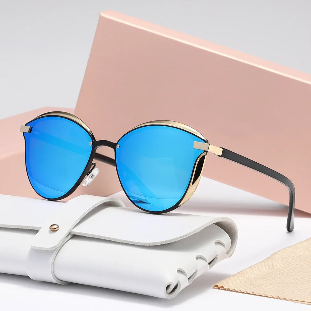 Lunettes de soleil polarisées pour femmes, lunettes de soleil rondes de luxe pour femme