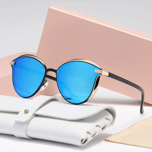 Lunettes de soleil polarisées pour femmes, lunettes de soleil rondes de luxe pour femme