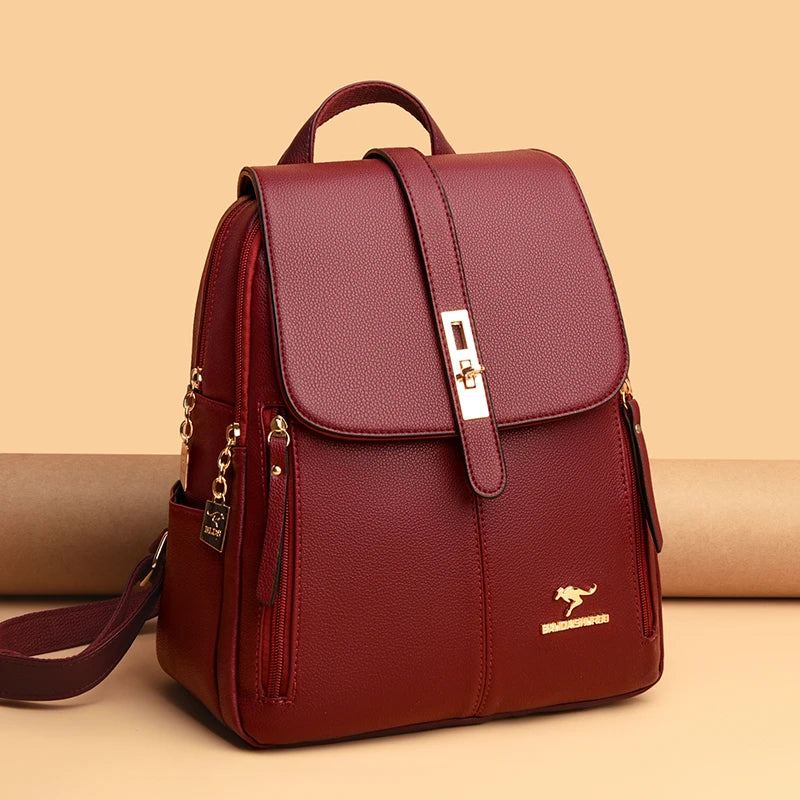 Sacs à dos de luxe en cuir pour femmes et filles, sac à dos décontracté noir vintage, sac d'école pour filles, sac à dos Mochila