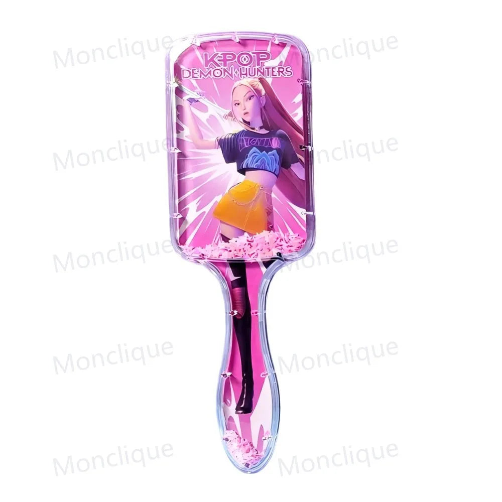 1/4 peignes K-Pop Demon Hunters, série anime, peigne de massage à coussin d'air périphérique, cadeau pour enfants, filles et étudiantes, idéal pour les fans.