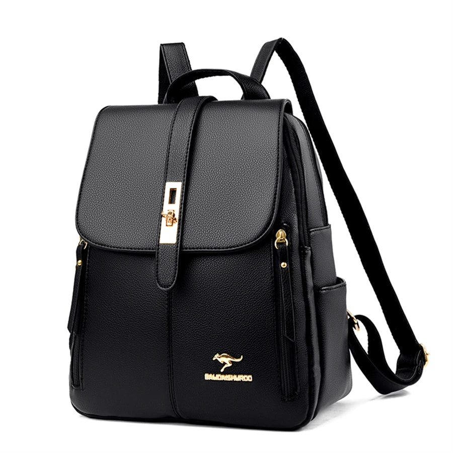 Sacs à dos de luxe en cuir pour femmes et filles, sac à dos décontracté noir vintage, sac d'école pour filles, sac à dos Mochila