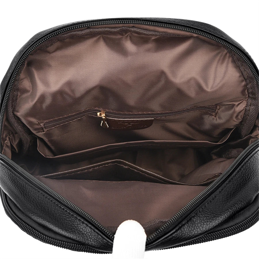 Sacs à dos de luxe en cuir pour femmes et filles, sac à dos décontracté noir vintage, sac d'école pour filles, sac à dos Mochila