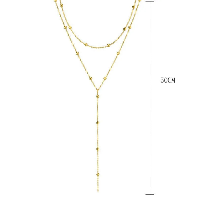 Collier ras-de-cou plaqué or pour femme, double chaîne longue avec pendentif, cadeau tendance