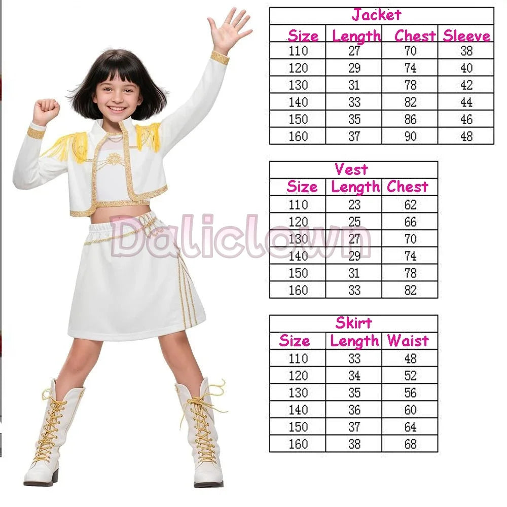Costume de cosplay KDPop pour enfant (Rumi, Zoey, Mira) - Déguisement de Golden Huntrix pour spectacle ou fête d'Halloween