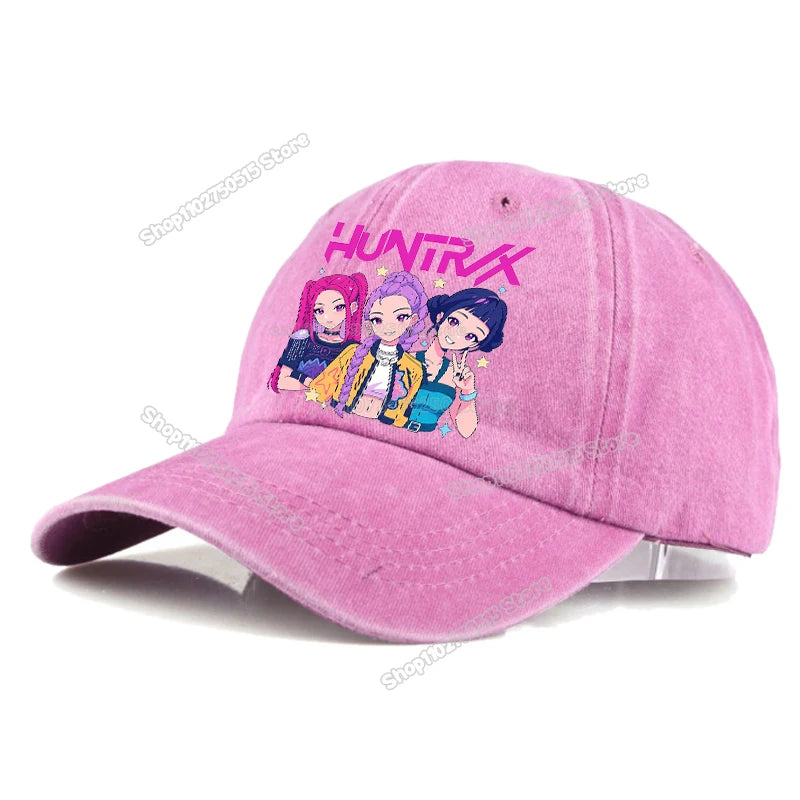 Casquettes de baseball rétro délavées KPop Demon Hunters pour femmes et filles, style snapback, idéales pour les voyages et les activités de plein air, avec visière et style hip-hop.