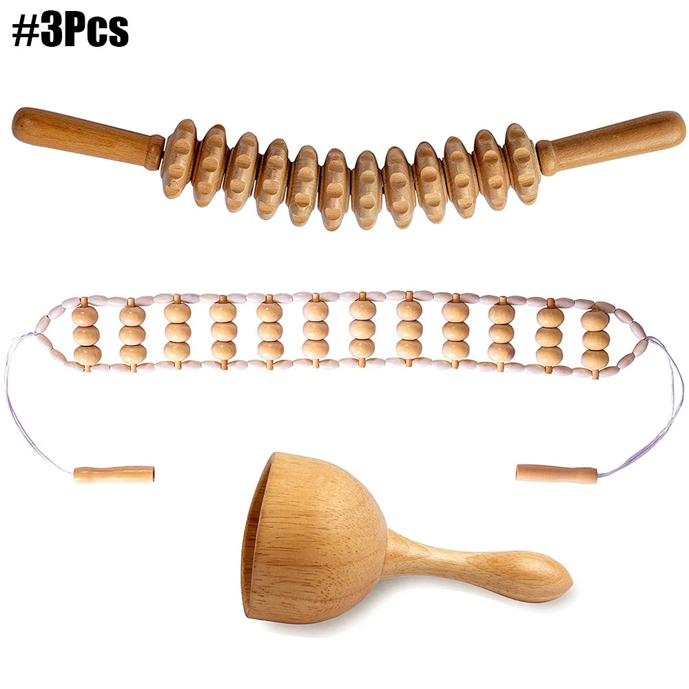 Kit complet de massothérapie corporelle en bois : outils de massothérapie en bois colombien pour massage réducteur et remodelage corporel.