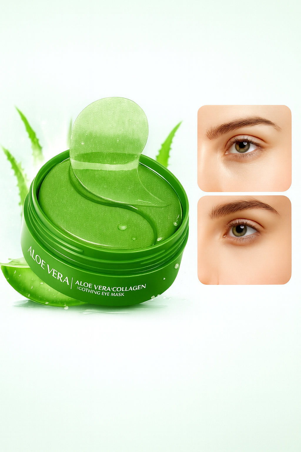 Lot de 60 masques pour les yeux Saoder à l'aloe vera et au collagène, anti-cernes, anti-poches, hydratants et raffermissants, produits de soin pour la peau